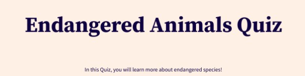 Bing Endangered Animals Quiz